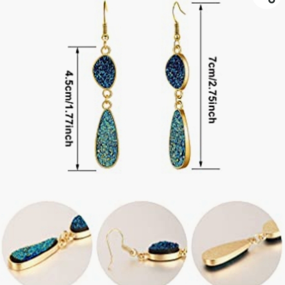 12 Paires Druzy Drop Crystal Earrings NWT - Picture 3 of 7